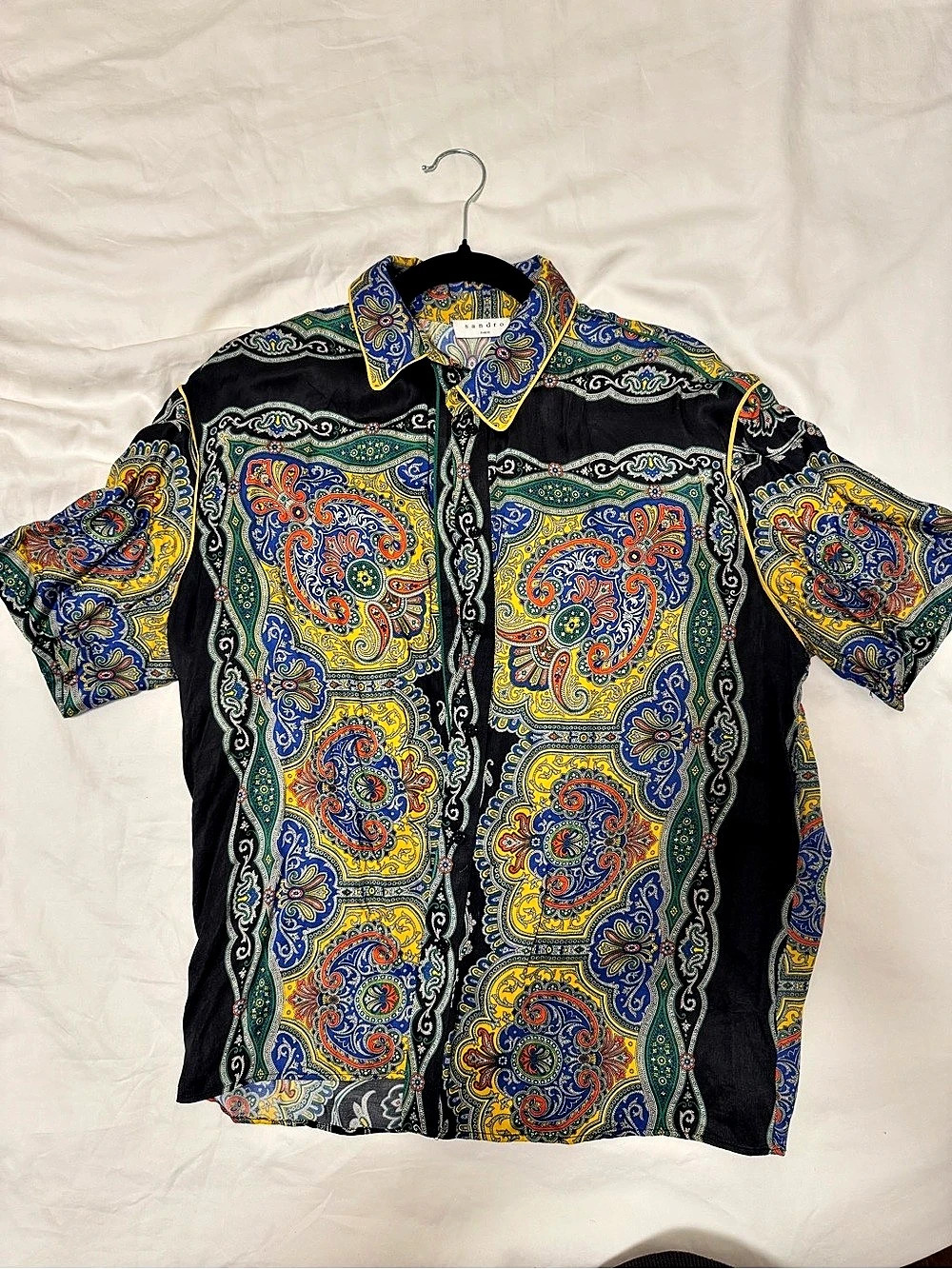 Sandro Paris Paisley Print Short Sleeve Button Up Shirt 3